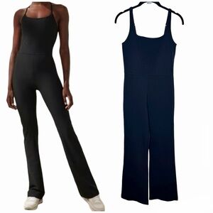 Abercrombie & Fitch Flare Leg Jumpsuit Size Small Black Ponte Unitard Sculptlux